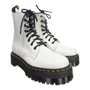 Dr. Martens Jaden Platform Leather Lace Up Boots White Size 7